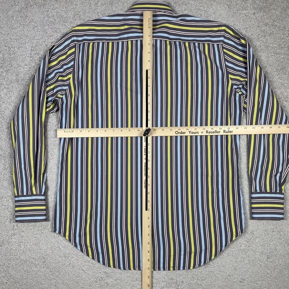 Robert Graham Shirt Mens Medium Button Up Rainbow Stripes Flip Cuffs Colorful - Picture 9 of 14